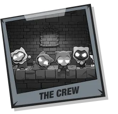 A photo of the crew: four convict cats, captioned "The crew"